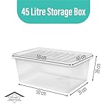3 x 45 Litre Clear Plastic Storage Boxes With Lids Set of 3, Transparent Multipurpose Nestable Stackable Plastic Box With Lid Containers For Home, Kitchen, Garage, Office, Accessories - Image 2