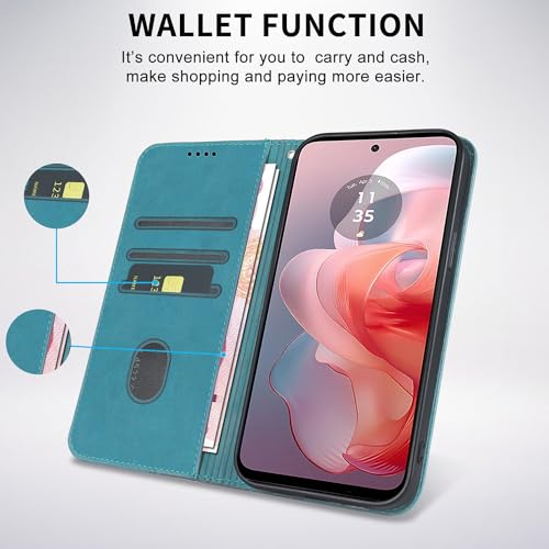 Image of Wallet Case for Motorola Moto G Power 5G (2024) 6.7 inch - PU Leather Strong Magnetic Folio Phone Cover with Card Holder Slots, Flip case for Moto G Power 5G 2024, Green