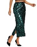 JasGood – JasGood Paillettenrock für Damen Glitzer Maxirock Sexy Elast
