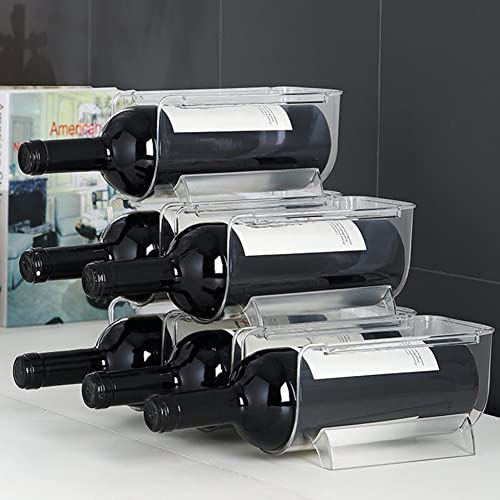 Heshebuy 2 Pack Bottle Rack, Fridge Organizer Bottle Rack, Stackable Wine Rack Plastic Bottle Holder #TOP4