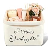 Dankeschön Geschenke Korb, Kleines Dankeschön Geschenk Brotkorb, Danke Geschenk für Frauen und Männer, Ein Brötchenkorb voll Dankbarkeit für Freunde Kollegen Familie (Weiß)