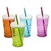 Produktbild CREOFANT Trinkgläserset bestehend aus 4 Trinkgläsern inkl. Trinkhalmen und Deckel, Cocktailglas Hawaii-Party Garten Party 250 ml