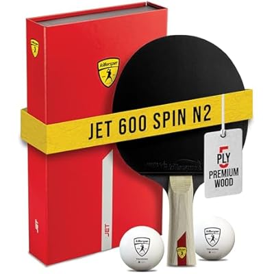 Killerspin Jet 600 Spin N2 Ping Pong Racket Advanced Table Tennis Racket, 5 Layer Wood Blade, Nitrx-4Z Rubbers, Flared Handle