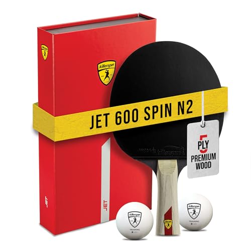 Killerspin Jet 600 Spin N2 Ping Pong Racket – Advanced Table Tennis Racket, 5 Layer Wood Blade, Nitrx-4Z Rubbers, Flared Handle by Killerspin - Used condition - US$84.68