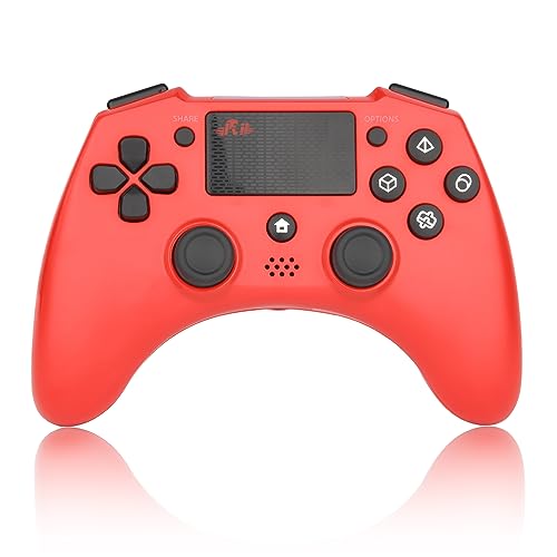 Rii GP700 Wireless Gaming Bluetooth Controller for PS4/Android/Windows, With 3.5mm Audio Jack，Speaker, Game Joystick Gamepad Wireless/Wired(Red)