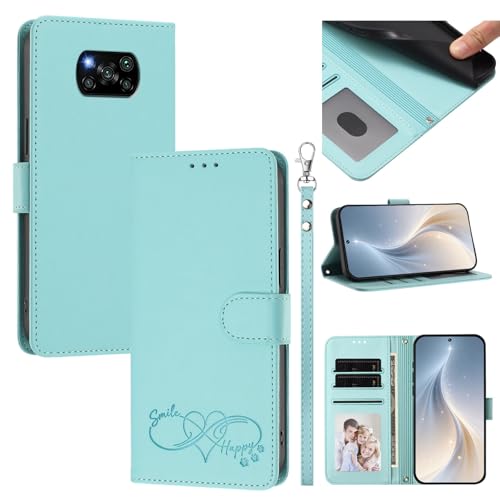 Jiajihua Cover Compatible with Xiaomi Poco X3 NFC 4G,Compatible with Xiaomi Poco X3 (Pro) Phone Case【Card Cash Slot Wallet Design Flip Kickstand Drop Protection】 Mint