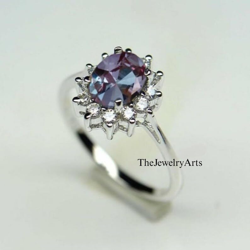 Handmade Vintage Alexandrite Engagement Ring Elegant Traditional Gift for Her, Timeless and Meaningful Anniversary Jewelry Piece
