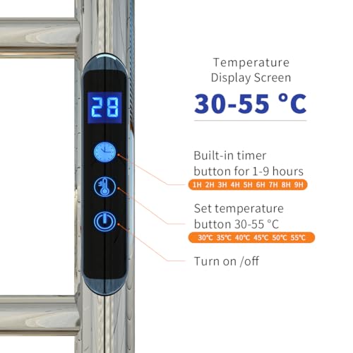 KWW Beheizter Handtuchhalter, Fernbedienung mit APP Tuya, Handtuchwärmer mit Timer, an der Wand Befestigter Heißer Handtuchwärmer für Badezimmer (Poliert, 7+3Bars)