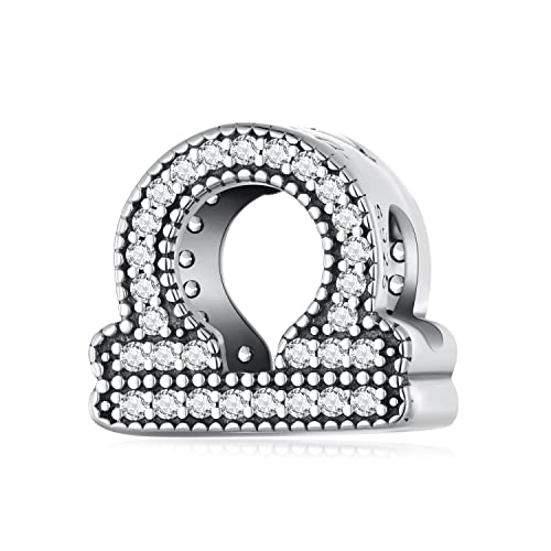 Abalorio de plata de ley 925 para pulseras Pandora, constelación de cuentas con símbolo del zodiaco Libra, Zirconia cúbica, Circonita cúbica