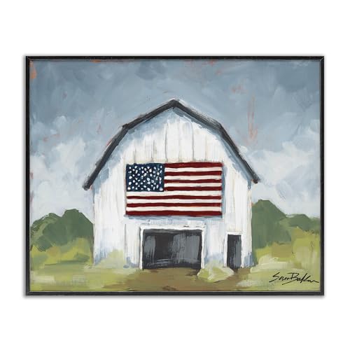 Patriotic Country Barn Americana, 16 x 20 Inch Framed Giclée Print