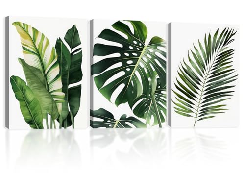 3pcs Framed Canvas Prints Botanical Leaf Modern Plant Palm Leaves