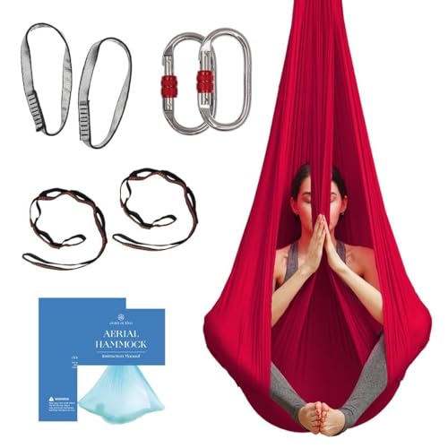 Aum Active Aerial Silk Yoga Hammock & Swing for Home, Inversion Exercises, Starter Kit for All Levels - Durable with Extension Straps, Carabiners, and Pose Guide