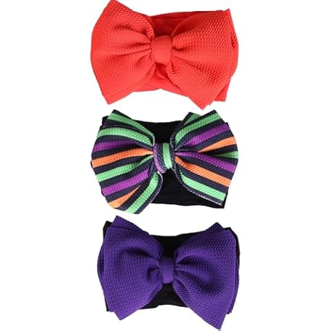 chiduerm Halloween Baby Girls Wide Headbands with Big Bows Handmade Soft Hair Accessories Stretchy Nylon Hairbands for Newborn Toddler Kids (Purple, normal) Cover
