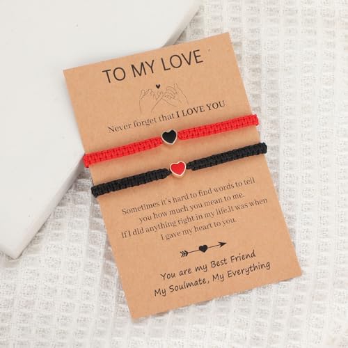 Image of MJartoria Couples Bracelets, Personalized Matching Bracelets for Couples His and Hers, Handmade Rope Braided Rhinestone, Stainless Steel Bracelets for Lover