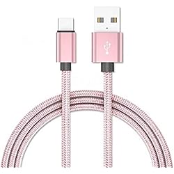 Gadget Giant Cable de datos tipo C, cargador de transferencia de sincronización de 1 metro, cable de carga rápida trenzado de nailon compatible con Motorola One Vision One 5G Ace One Fusion Fusion +