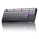 AUSDOM H87 Wireless Mechanical Keyboard, 10000mAh Battery Gasket Hot Swappable Custom Keyboard with RGB Backlit, Side Printed PBT Keycaps, Tri-Mode BT5.3/2.4GHz/USB-C Gaming Keyboards, Black Grey
