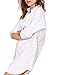 HAOYIHUI Women's Casual Long Sleeve Boyfriend Pocket Shirt Dress Tunic Top(XL,White)