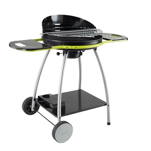 Outdoor Charcoal BBQ Grill with Easy Lighting System, 5mm Cast Iron Fire Bowl, Chrome Steel Cooking Grill, 3 Adjustable Cooking Heights, 2 Side