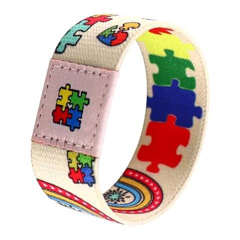 Nanafast Autism Awareness Bracelet Wristband Elastic Autism Bracelet for Women Men Colorful Autism Wrist Band Bracelets Autism Awareness Jewelry-White Cover