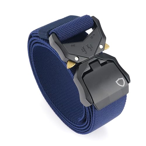 KARMA.DIEM Premium utomhus bälte i nylon med massivt snabbspänne 3,8 cm x 125 cm längd/utomhus/taktik/militär/vandring/arbetsbälte, blå, Unisize 125cm