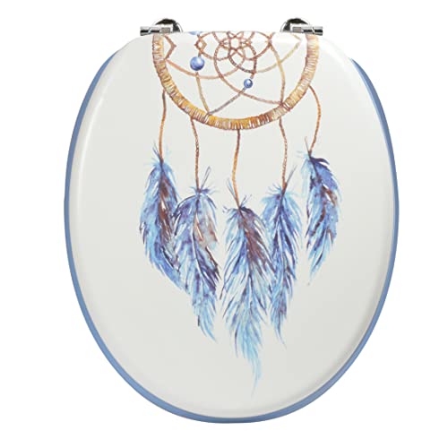 ABATTANT WC BOIS MOULE ATTRAPE REVES CHARNIERES METAL BICOLORE ET ANTI-BACTERIEN