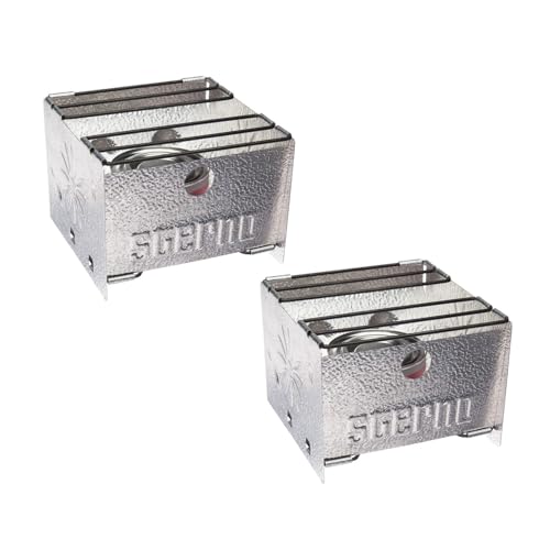 Sterno Foldable Stove - Portable Camping Stove for Outdoor Cooking, Easy-to-Assemble Outdoor Cooking Stove - Outdoor Stove for Camping, Picnics, Tailgating, & Emergencies - Pack of 2, Silver by Sterno - Used condition - US$18.21