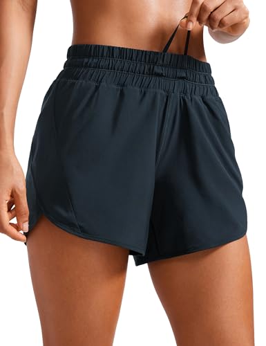 CRZ YOGA Dolphin Athletic Shorts for Women 5″ – High Waisted Quick Dry for Running Workout Gym Track with Zip Pocket