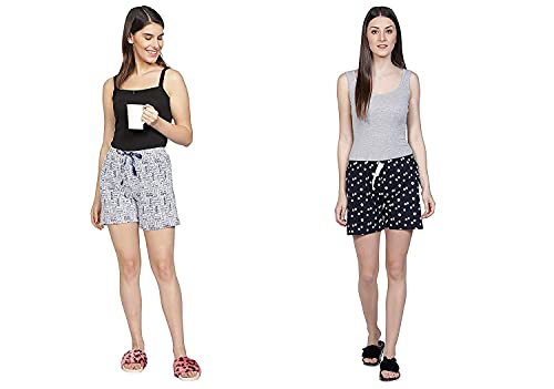 Image of Club A9 Women's Regular Fit Cotton Printed Shorts