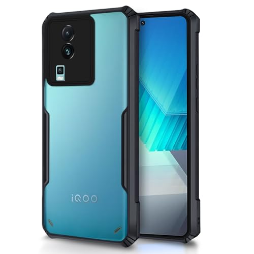 Image of Outlouders Back Cover for iQOO Neo 7 5G | Ultra Hybrid Transparent | Full Camera Protection | Raised Edge | Crystal Clear Bumper Case(Black)