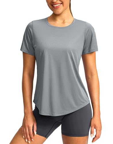 Image of Women's Short Sleeve Workout Shirts UPF 50+ Sun Protection T-Shirts Quick Dry Breathable Gym Running Hiking Tops for Women