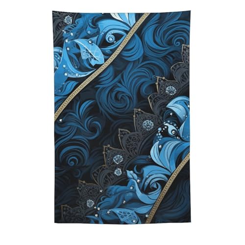 Tapisserie motif bleu et noir GFLFMXZW pour relooker une chambre