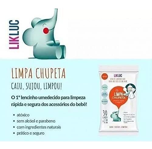 KIT 4 Pacotes de Limpa Chupeta lenços umedecidos higienizadores Likluc