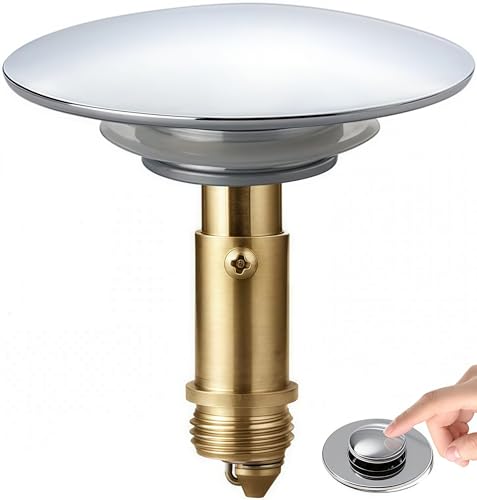Zhenghebuy Pop Up Tapón de Fregadero 66mm,Tapon Lavabo Click Clack,Válvula Pop Up de Cobre Cromado,Tapón Desplegable de Clic para Baño,Cocina