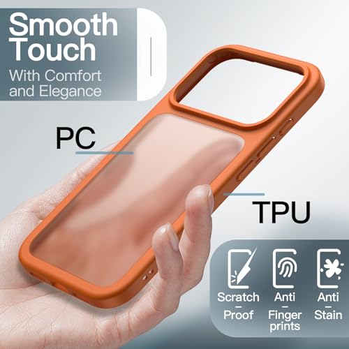 Image of JETech Matte Case for iPhone 17 Pro Max 6.9-Inch, Shockproof Military Grade Drop Protection, Frosted Translucent Back Minimalist Phone Cover, Anti-Fingerprint (Orange)