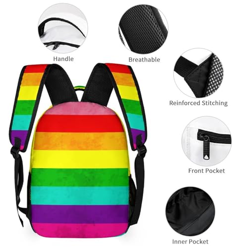 Backpack with Lunch Box & Cosmetic Bag Set Original Stripe 1978 Pride Flag LGBT Bookbag Daypack Set Backpack with Lunch Bag Storage Bags3