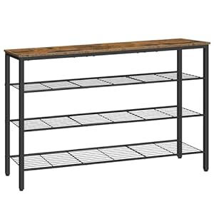 HOOBRO Shoe Rack, 4-Tier Shoe Storage Organizer, Shoe Shelf with Metal Mesh Shelves for 24 Pairs of Shoes, for Closet, Entryway, Hallway, Living Room, Bedroom, Rustic Brown and Black BF170XJ01