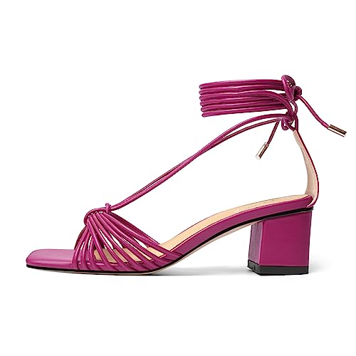 Womens Lace Up Evening Matte Open Toe Ankle Wrap Dress Strappy Chunky Low Heel Heeled Sandals 2.2 Inch2