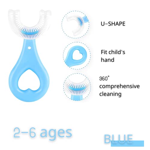 Kidszz Kids U-Shaped Toothbrush, (2-6 Years) Toddler Manual Training Toothbrush Food-Grade Soft Silicone Brush Head 360 ° Oral Teeth Cleaning Design (3Pcs) #TOP2