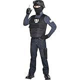 Party City F.B.I. Halloween Costume for Boys, Medium (8-10), Includes Helmet, Walkie Talkie, Goggles and More