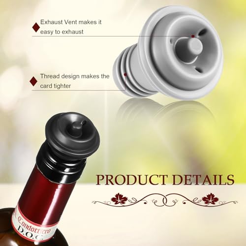 18 Pieces Wine Saver Pump with Vacuum Bottle Stoppers, Reusable Preserver Manual Air Remover System, Airtight Seal Bottle Sealer Keep Wine Fresh for Kitchen Home Office Party Favor Supplies(Gray) by Honoson - Image 3