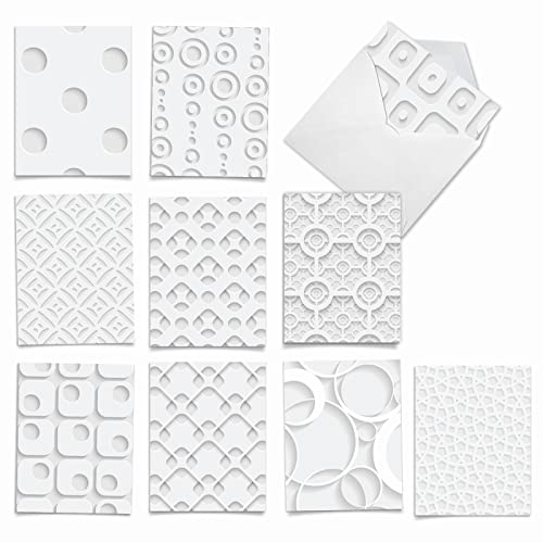 Cartes assorties vierges M2031 au graphisme dimensionnel unique blanc sur blanc