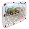 ECD Germany Specchio Stradale Convesso Rettangolare - 40 x 60 cm - in Plastica ABS - Bianco Rosso - Specchietto di Segnalazione Traffico con Riflettori Parabolico Cornice Riflettente Sicurezza Negozio