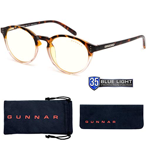 GUNNAR – Gaming and Pc Glasses – Blocks 35% Blue Mild – Attaché, Tortoise/Rose Fade, Clear Tint