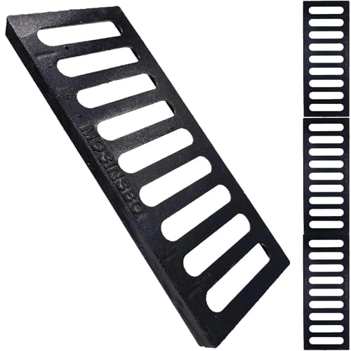 Image of Cast Iron Drain Grate, Driveway Channel Cover 20x8 in 3-Pack | B-Class Heavy-Duty Outdoor Trench Drainage, Black Rectangle Metal Sewer Cover for Garage, Yard, True 19.7x7.9