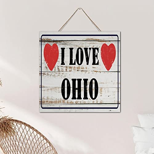 Panneau en bois Ohio avec inscription I Love Ohio unique - 5