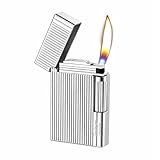 JIANCHEN Classic Metal EngravingButane Lighter, Refillable Soft Flame Flip-Top Lighter with Side Slide Ignition, Pocket Lighter for Daily Use or Gifting,Silver a