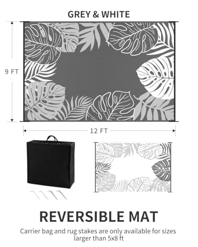 Image of COCOER Tropical Outdoor Rug 9x12 Reversible-Waterproof Patio Rug-Quick Dry Outdoor Carpet-Outdoor Area Rugs Indoor Outdoor Rugs-Outside Rug Patio Decor for Porch Deck Balcony Backyard