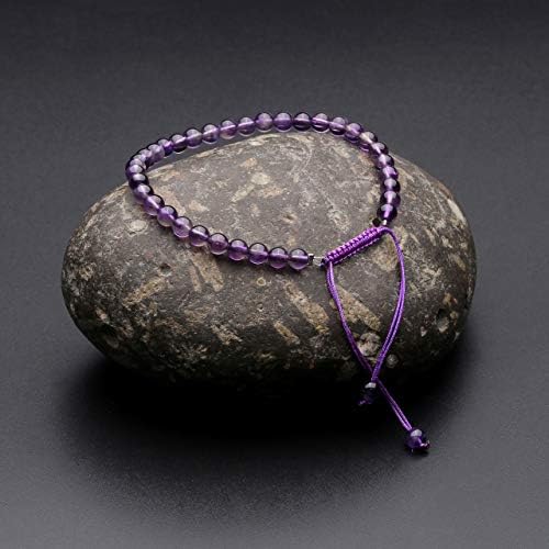 JOVIVI Natural Amethyst Rose Quartz Crystal Healing Reiki Chakra Stone Beads Purple Pink Braided Bracelets Adjustable for Women Jewellery Gifts