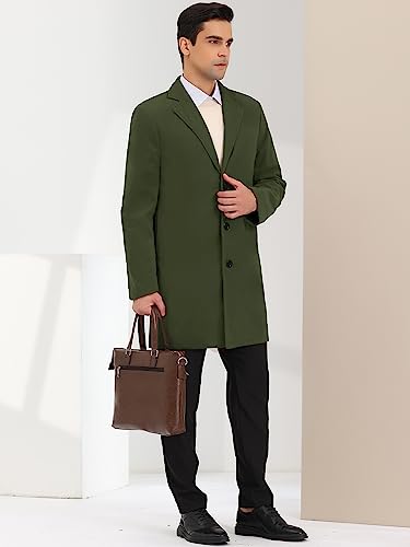 Image of Lars Amadeus Men's Trench Coat Notch Lapel Single Breasted Classic Long Pea Coats Overcoat