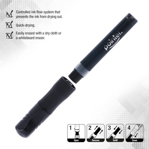 Pointer Whiteboard Marker Refills – Black Liquid Ink Refill Cartridges for Dry Erase Markers, Quick-Dry, Smooth Flow, Easy Refill System for Office, School & Classroom Use – 6 Pack - Image 5